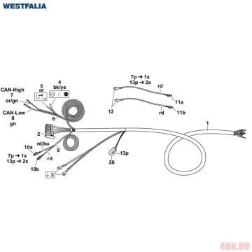 Штатная электрика к фаркопу (13-pin) для BMW X4 (F26) (2014-2018) № 303352300113 Штатная электрика к фаркопу (13-pin) для BMW X4 (F26) (2014-2018) № 303352300113