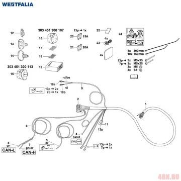 Штатная электрика к фаркопу (7-pin) для BMW X6 (E71) (2008-2014) № 303451300107 Штатная электрика к фаркопу (7-pin) для BMW X6 (E71) (2008-2014) № 303451300107
